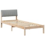 vidaXL Rám postele Hnedá a svetlo šedá 75 x 190 cm Borovicový masív – Obrázok 2