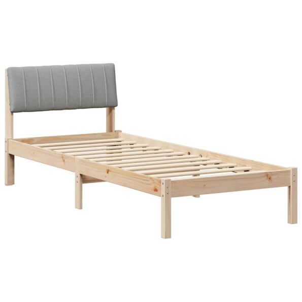 vidaXL Rám postele Hnedá a svetlo šedá 75 x 190 cm Borovicový masív – Obrázok 2