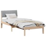 vidaXL Rám postele Hnedá a svetlo šedá 75 x 190 cm Borovicový masív – Obrázok 3