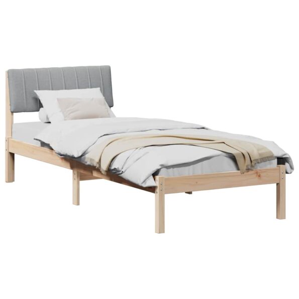 vidaXL Rám postele Hnedá a svetlo šedá 75 x 190 cm Borovicový masív – Obrázok 3