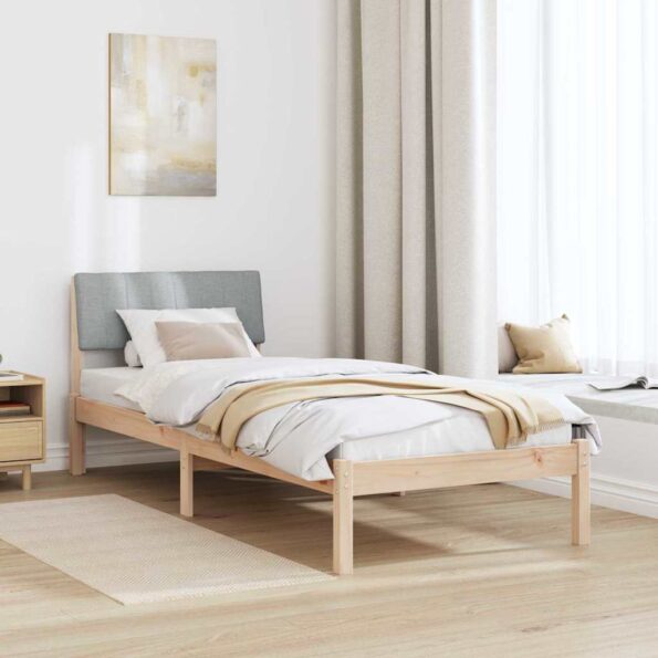vidaXL Rám postele Hnedá a svetlo šedá 75 x 190 cm Borovicový masív – Obrázok 4
