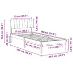 vidaXL Rám postele hnedá a tmavosivá 75 x 190 cm Borovicový masív – Obrázok 11
