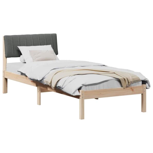 vidaXL Rám postele hnedá a tmavosivá 75 x 190 cm Borovicový masív – Obrázok 3