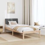vidaXL Rám postele hnedá a tmavosivá 75 x 190 cm Borovicový masív – Obrázok 4