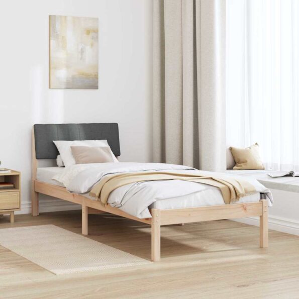 vidaXL Rám postele hnedá a tmavosivá 75 x 190 cm Borovicový masív – Obrázok 4