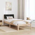 vidaXL Rám postele Hnedá a čierna 75 x 190 cm Borovicový masív – Obrázok 4