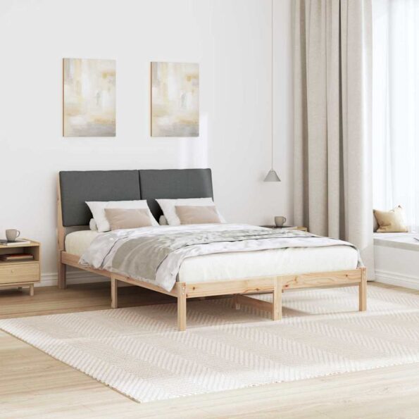 vidaXL Rám postele hnedá a tmavosivá 140 x 200 cm Borovicový masív – Obrázok 4