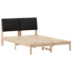 vidaXL Rám postele Hnedá a čierna 140 x 200 cm Borovicový masív – Obrázok 2