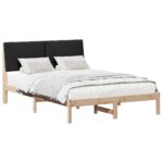 vidaXL Rám postele Hnedá a čierna 140 x 200 cm Borovicový masív – Obrázok 3