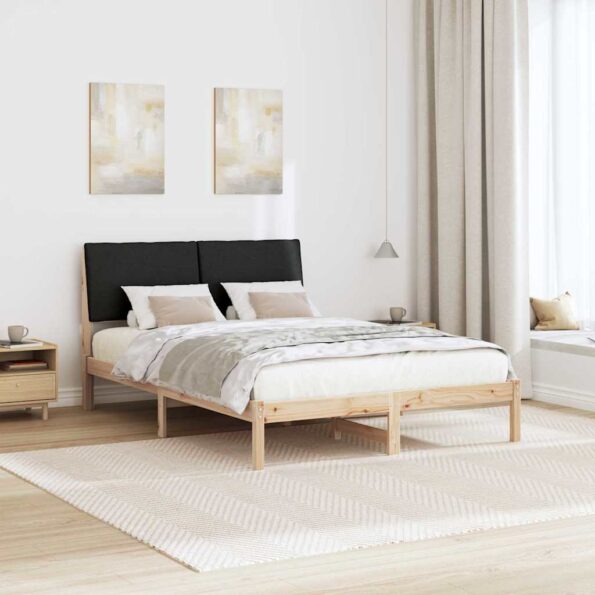 vidaXL Rám postele Hnedá a čierna 140 x 200 cm Borovicový masív – Obrázok 4