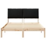 vidaXL Rám postele Hnedá a čierna 140 x 200 cm Borovicový masív – Obrázok 5
