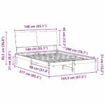 vidaXL Rám postele Hnedá a taupe 140 x 200 cm Borovicový masív – Obrázok 11