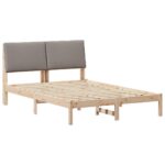 vidaXL Rám postele Hnedá a taupe 140 x 200 cm Borovicový masív – Obrázok 2
