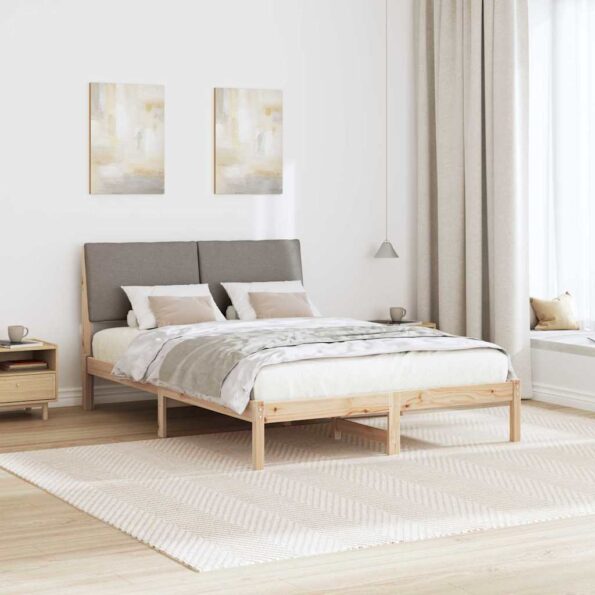 vidaXL Rám postele Hnedá a taupe 140 x 200 cm Borovicový masív – Obrázok 4