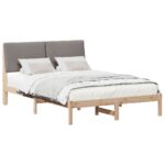 vidaXL Rám postele Hnedá a taupe 140 x 190 cm Borovicový masív – Obrázok 3