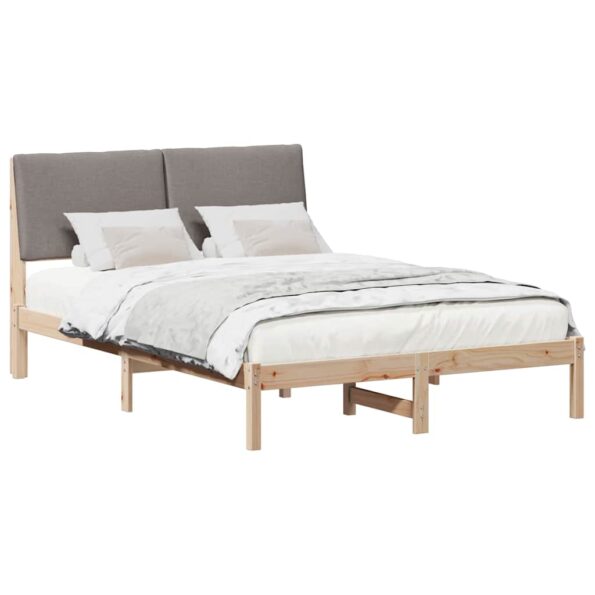 vidaXL Rám postele Hnedá a taupe 140 x 190 cm Borovicový masív – Obrázok 3