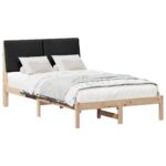 vidaXL Rám postele Hnedá a čierna 135 x 190 cm Borovicový masív – Obrázok 3