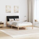 vidaXL Rám postele Hnedá a čierna 135 x 190 cm Borovicový masív – Obrázok 4