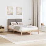 vidaXL Rám postele Hnedá a taupe 135 x 190 cm Borovicový masív – Obrázok 4