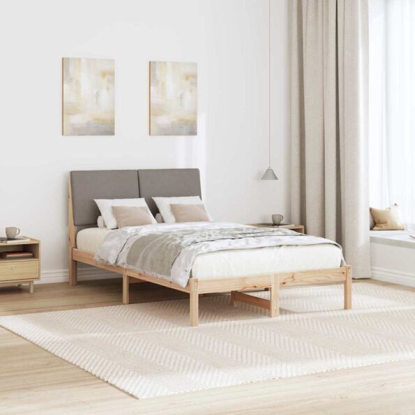vidaXL Rám postele Hnedá a taupe 135 x 190 cm Borovicový masív – Obrázok 4