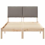 vidaXL Rám postele Hnedá a taupe 135 x 190 cm Borovicový masív – Obrázok 5