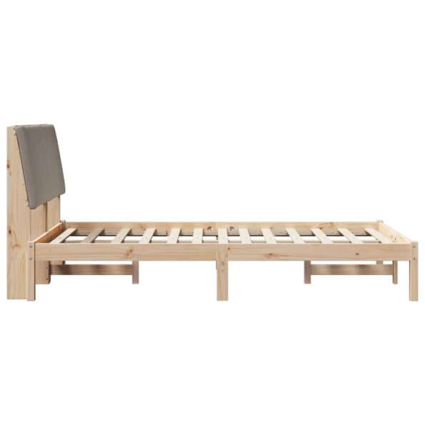 vidaXL Rám postele Hnedá a taupe 135 x 190 cm Borovicový masív – Obrázok 6