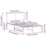 vidaXL Rám postele Hnedá a čierna 120 x 190 cm Borovicový masív – Obrázok 11