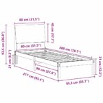 vidaXL Rám postele Hnedá a čierna 80 x 200 cm Borovicový masív – Obrázok 11
