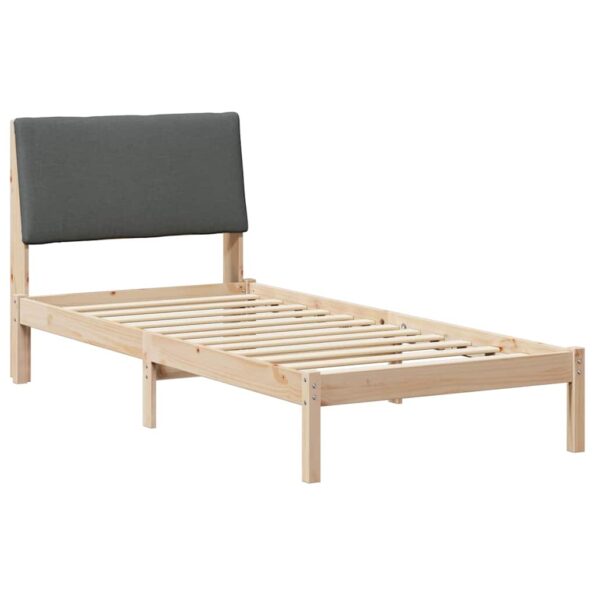 vidaXL Rám postele hnedá a tmavosivá 90 x 190 cm Borovicový masív – Obrázok 2