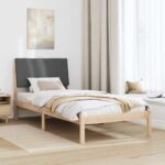vidaXL Rám postele hnedá a tmavosivá 90 x 190 cm Borovicový masív – Obrázok 4