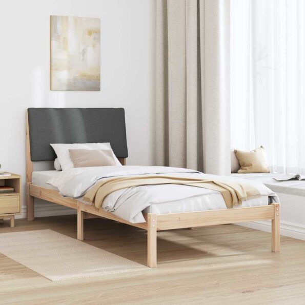 vidaXL Rám postele hnedá a tmavosivá 90 x 190 cm Borovicový masív – Obrázok 4