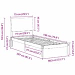 vidaXL Rám postele Hnedá a čierna 75 x 190 cm Borovicový masív – Obrázok 11