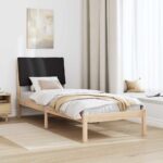 vidaXL Rám postele Hnedá a čierna 75 x 190 cm Borovicový masív – Obrázok 4