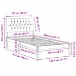 vidaXL Rám postele s čalúneným čelom Hnedá 100 x 200 cm – Obrázok 11