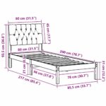 vidaXL Rám postele s čalúneným čelom s čelnou doskou Biela 80 x 200 cm – Obrázok 11