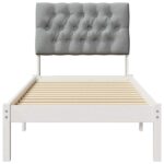 vidaXL Rám postele s čalúneným čelom s čelnou doskou Biela 80 x 200 cm – Obrázok 5