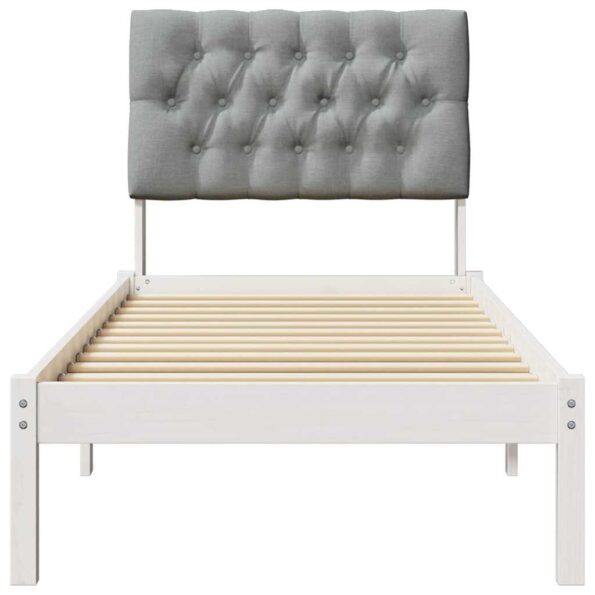 vidaXL Rám postele s čalúneným čelom s čelnou doskou Biela 80 x 200 cm – Obrázok 5