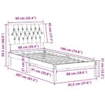 vidaXL Rám postele s čalúneným čelom s čelnou doskou Hnedá 90 x 190 cm – Obrázok 11