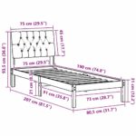 vidaXL Rám postele s čalúneným čelom s čelnou doskou Hnedá 75 x 190 cm – Obrázok 11