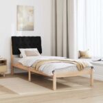 vidaXL Rám postele s čalúneným čelom s čelnou doskou Hnedá 75 x 190 cm – Obrázok 4