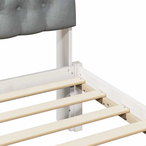 vidaXL Rám postele s čalúneným čelom s čelnou doskou Biela 75 x 190 cm – Obrázok 8