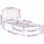 vidaXL Rám postele s čelnou doskou Hnedá 75 x 190 cm látka – Obrázok 11