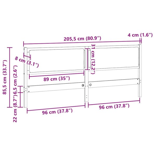 vidaXL Zadné čelo Iný Biela 200 cm Borovicový masív – Obrázok 11
