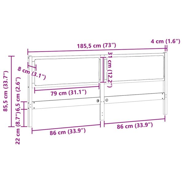 vidaXL Zadné čelo Iný Hnedá 180 cm Borovicový masív – Obrázok 11