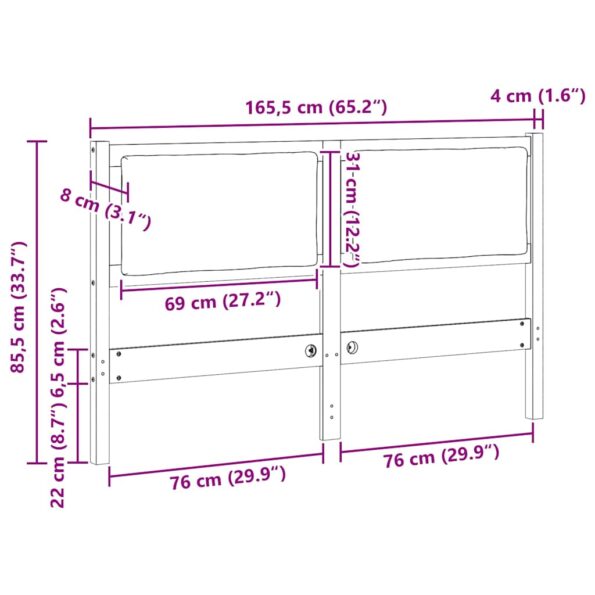 vidaXL Zadné čelo Iný Hnedá 160 cm Borovicový masív – Obrázok 11