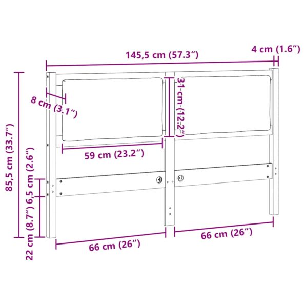 vidaXL Zadné čelo Iný Hnedá 140 cm Borovicový masív – Obrázok 11