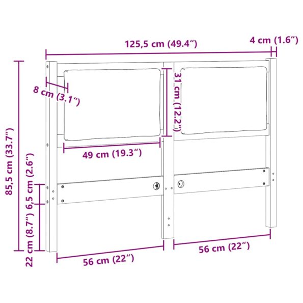 vidaXL Zadné čelo Iný Hnedá 120 cm Borovicový masív – Obrázok 11