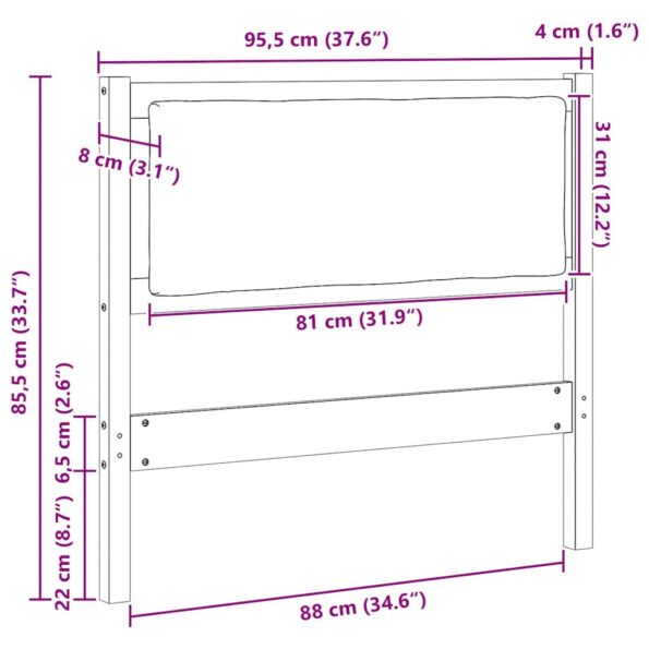 vidaXL Zadné čelo Iný Hnedá 90 cm Borovicový masív – Obrázok 11