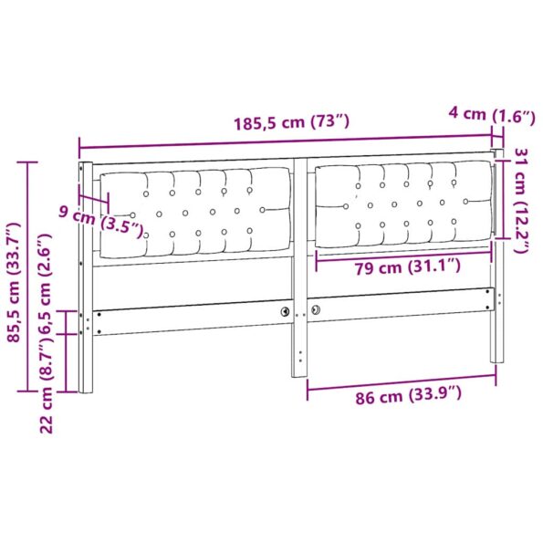 vidaXL Zadné čelo Iný Hnedá a taupe 180 cm Borovicový masív – Obrázok 11
