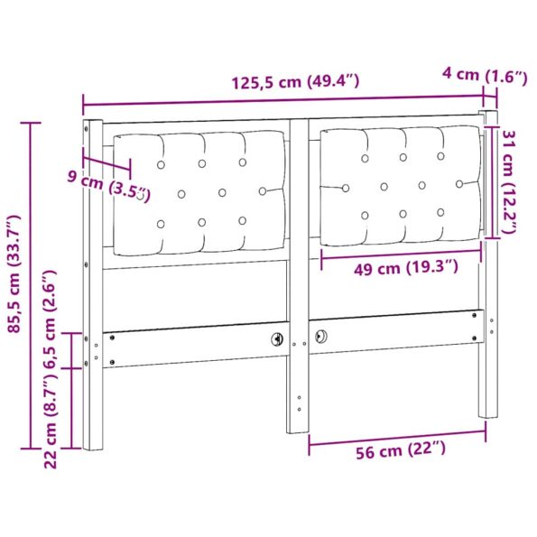 vidaXL Zadné čelo Iný Hnedá a čierna 120 cm Borovicový masív – Obrázok 11